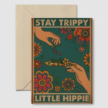 Stay Trippy Little Hippie Retro Floral Art