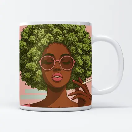 Cannabis Afro Woman Pink Sunglasses Pop Art