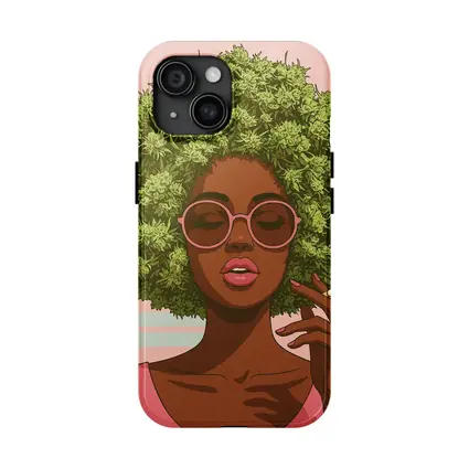 Cannabis Afro Woman Pink Sunglasses Pop Art