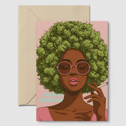 Cannabis Afro Woman Pink Sunglasses Pop Art