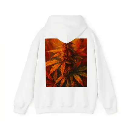 Cannabis Plant Oil Painting Fiery Background