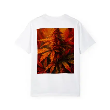 Cannabis Plant Oil Painting Fiery Background