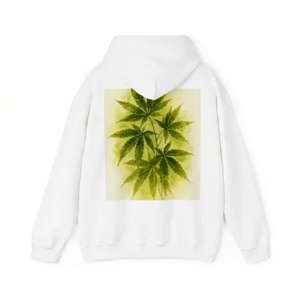 Cannabis Leaves Watercolor Art Beige Background
