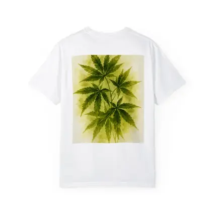 Cannabis Leaves Watercolor Art Beige Background