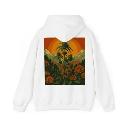 Flower Power Cannabis Retro Sunset Mountains
