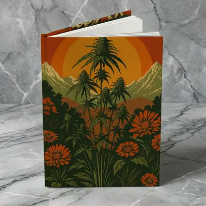 Flower Power Cannabis Retro Sunset Mountains