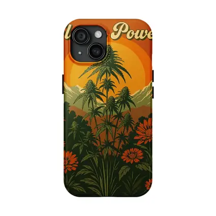 Flower Power Cannabis Retro Sunset Mountains