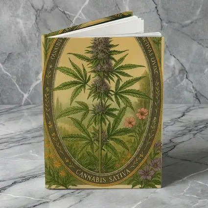 Cannabis Sativa Botanical Illustration Vintage Style