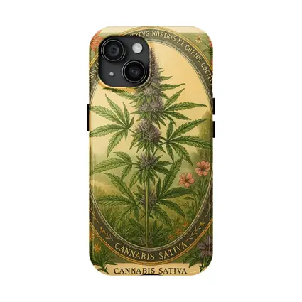 Cannabis Sativa Botanical Illustration Vintage Style