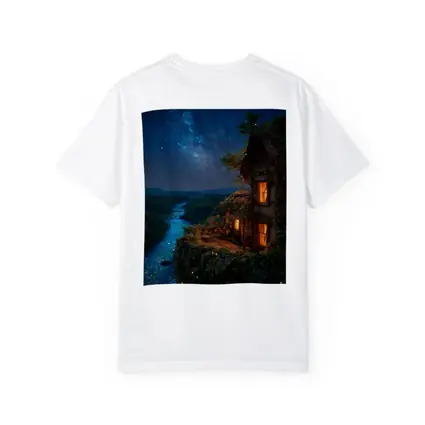 Cliffside Cottage Glowing River Milky Way Night