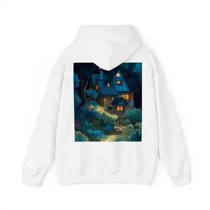 Cozy Cottage in Moonlit Forest Night