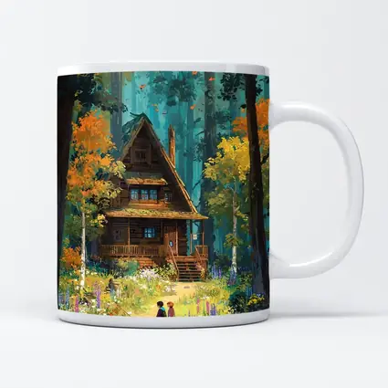Anime Cabin in Forest with Children