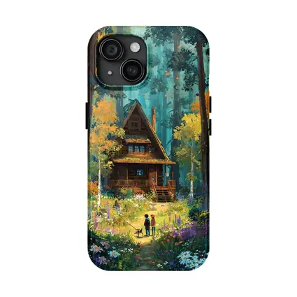 Anime Cabin in Forest with Children