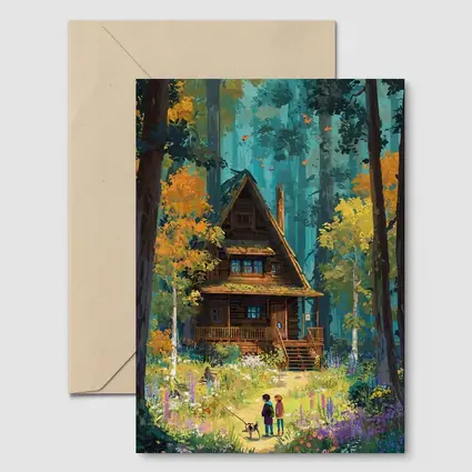 Anime Cabin in Forest with Children