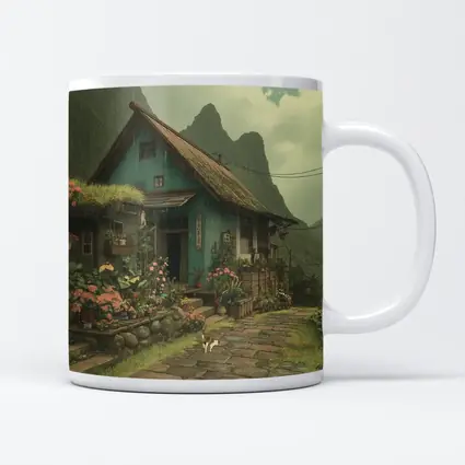 Anime Cottage Garden Rainy Mountain Village