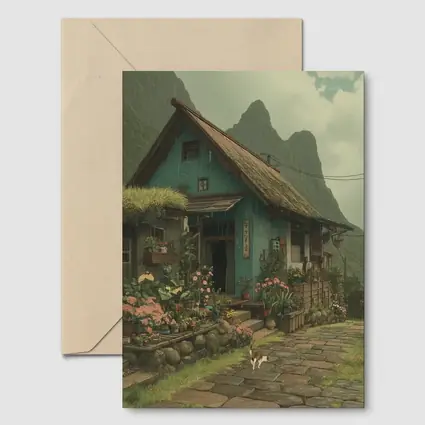 Anime Cottage Garden Rainy Mountain Village
