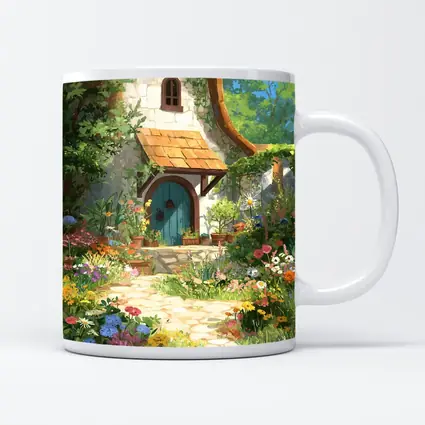 Cottagecore Stone Cottage Garden Floral Art