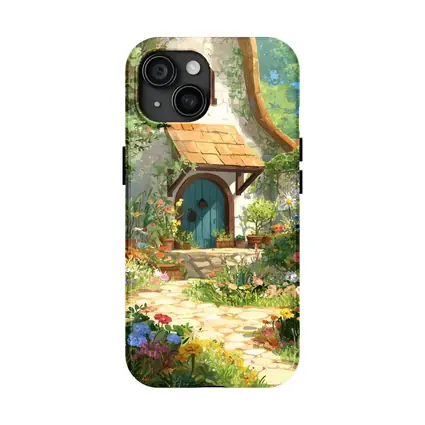 Cottagecore Stone Cottage Garden Floral Art