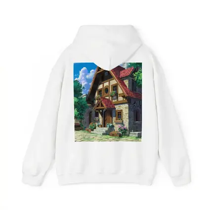 Anime Cottage Stone House Flowers Blue Sky