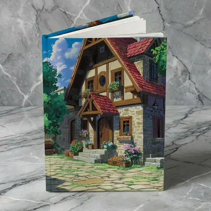 Anime Cottage Stone House Flowers Blue Sky