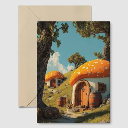 Mushroom Houses Fantasy Cottage Sunny Hill