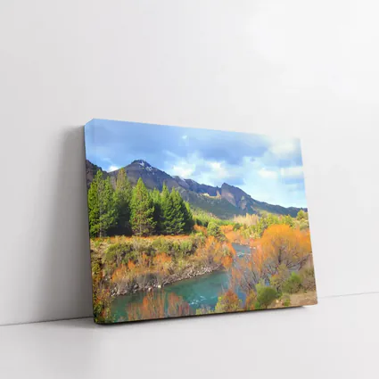 Mountain River Autumn Forest Landscape