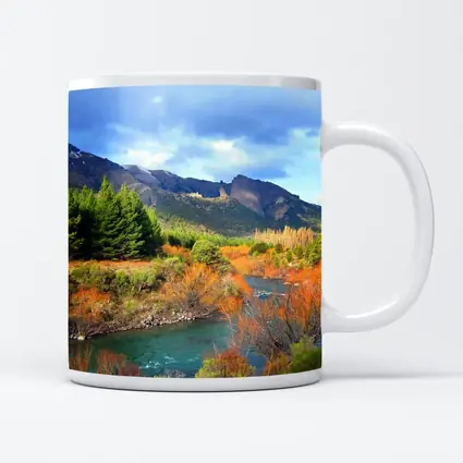 Mountain River Autumn Forest Landscape