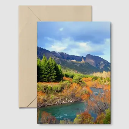 Mountain River Autumn Forest Landscape