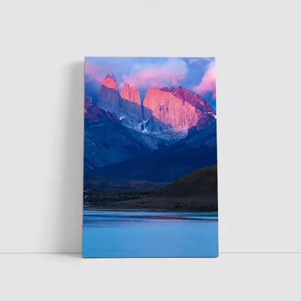Torres del Paine Pink Sunrise Mountain Lake