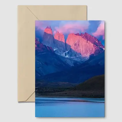 Torres del Paine Pink Sunrise Mountain Lake