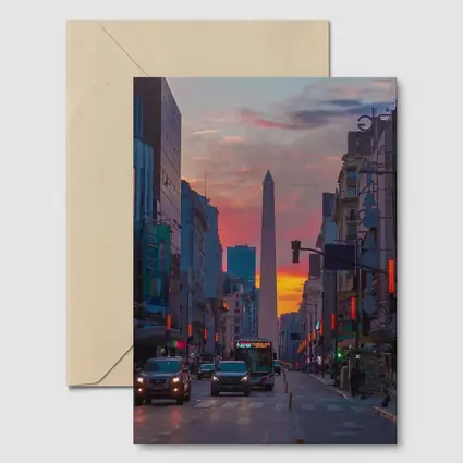 Buenos Aires Obelisk Sunset Street View
