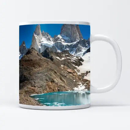 Fitz Roy Peak Turquoise Glacial Lake Patagonia