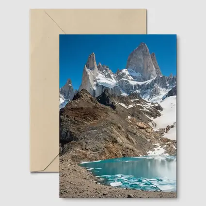 Fitz Roy Peak Turquoise Glacial Lake Patagonia