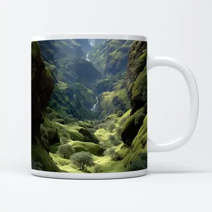Green Canyon Valley With Mossy Rocky Walls