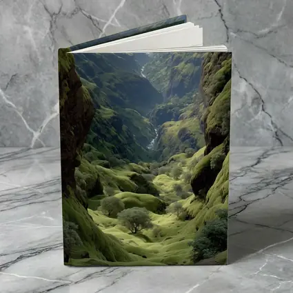 Green Canyon Valley With Mossy Rocky Walls