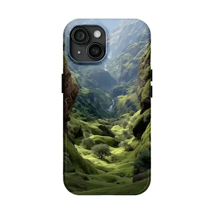 Green Canyon Valley With Mossy Rocky Walls