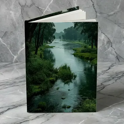 Misty River Through Lush Green Forest
