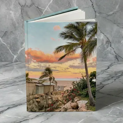 Tropical Beach Sunset Palm Trees Pink Sky