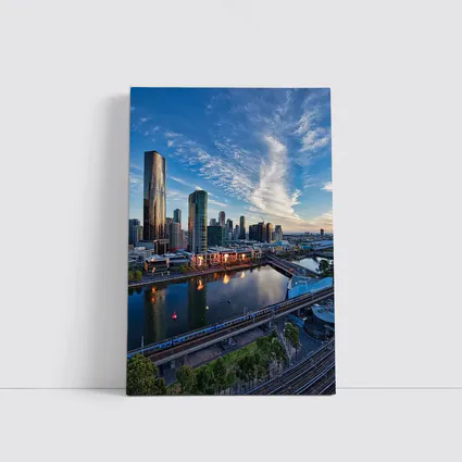 Melbourne Skyline Yarra River Sunset View
