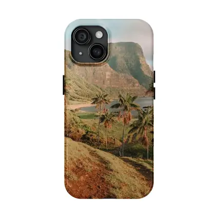 Tropical Palm Trees Mountain Bay Coastal View