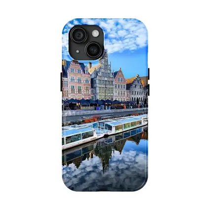 Ghent Canal Historic Guild Houses Belgium