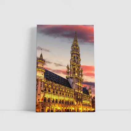 Brussels Town Hall Grand Place Sunset Sky