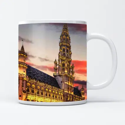 Brussels Town Hall Grand Place Sunset Sky