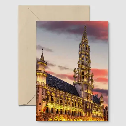 Brussels Town Hall Grand Place Sunset Sky