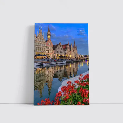 Ghent Canal Medieval Guild Houses Belgium