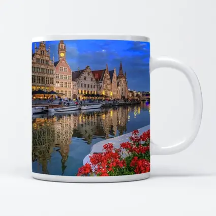 Ghent Canal Medieval Guild Houses Belgium