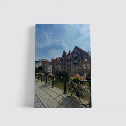 Ghent Canal Bridge Bicycle Brick Buildings