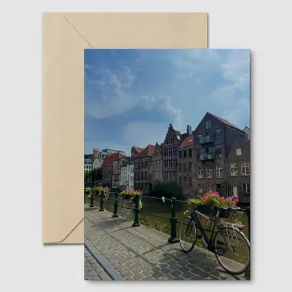Ghent Canal Bridge Bicycle Brick Buildings