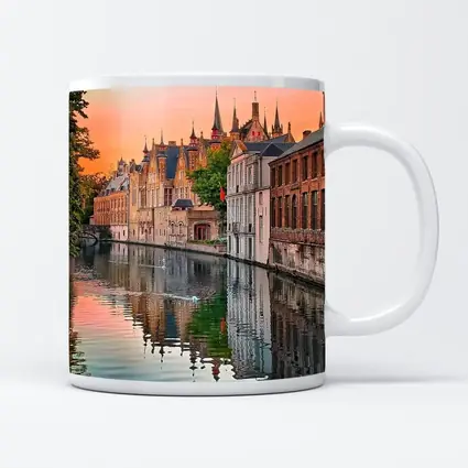 Bruges Belgium Canal Sunset Medieval City