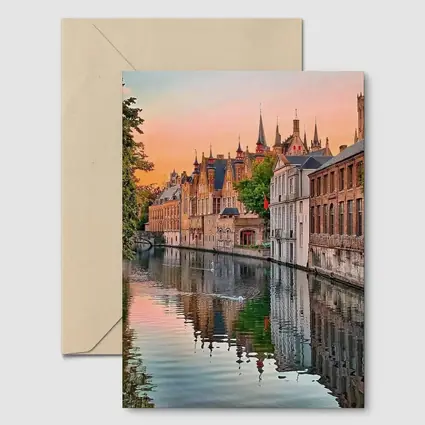 Bruges Belgium Canal Sunset Medieval City